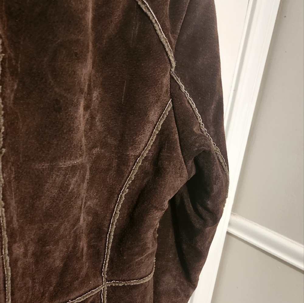 Vintage New York by Winlit Suede Leather Women's Jacket Brown Size M - Picture 7 of 9